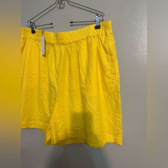 Universal Standard Womens Plus Yellow Linen Blend Pull On Shorts Size M NWT - Picture 4 of 13